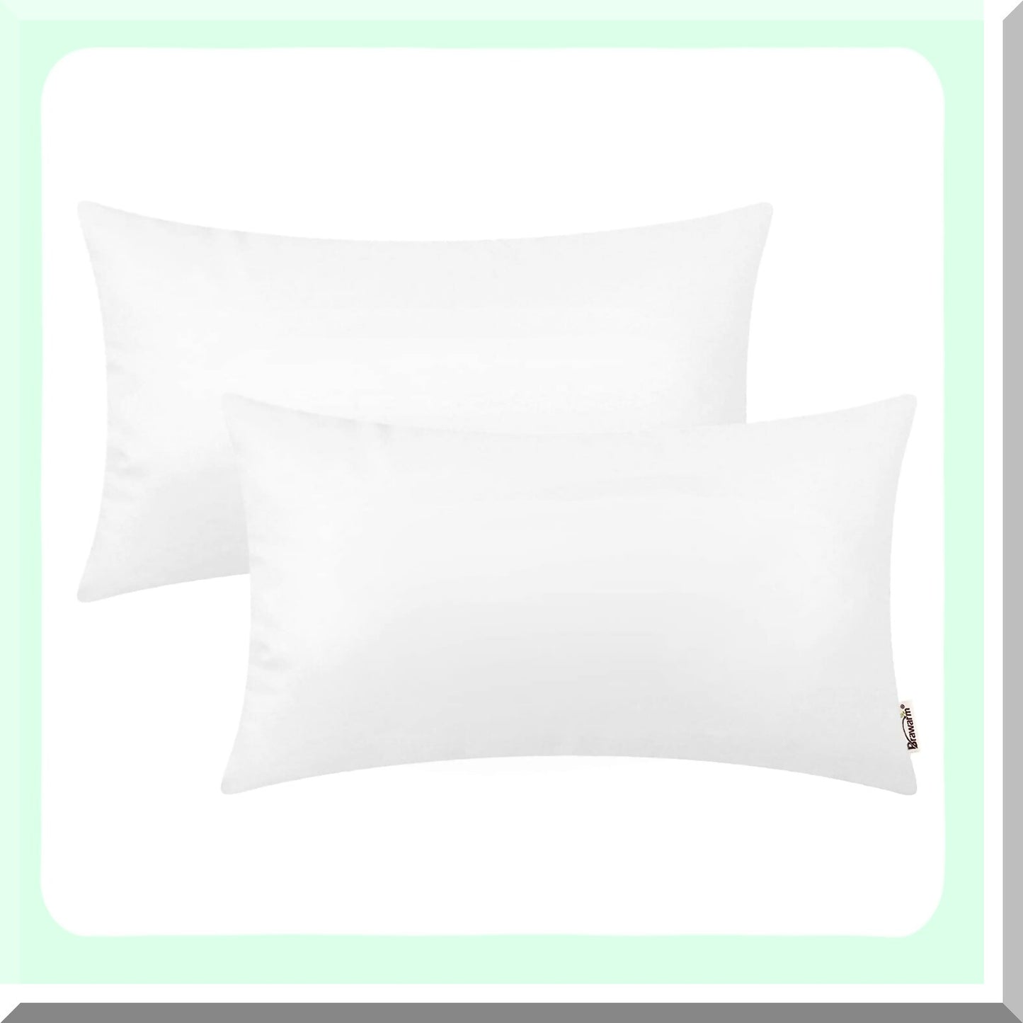 White Leather Lumbar Pillow Covers - Set of 2 | 12x20 Inches | Solid Dyed Leather Pillowcases for Couch, Bed, Sofa | Home Decorative Throw Pillow Covers