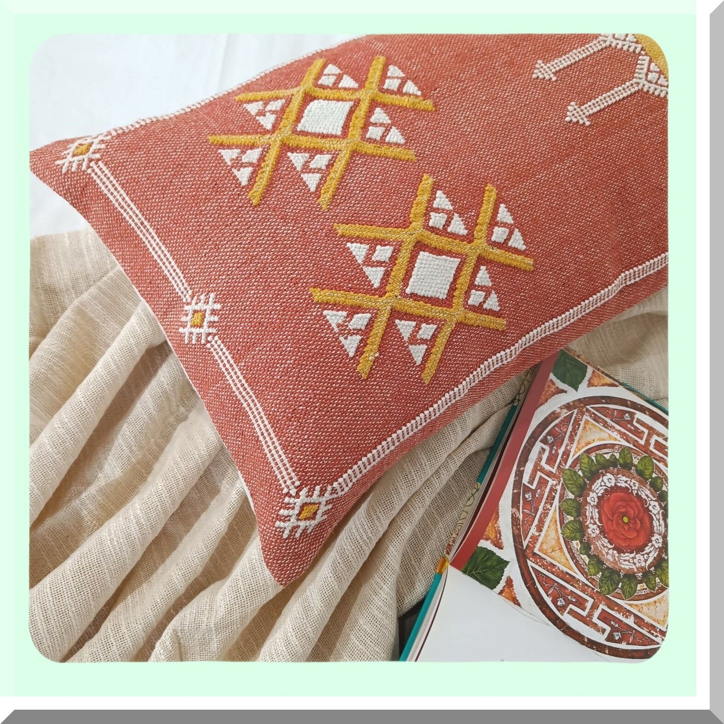 Kilim Dream Lumbar Pillow Cover - Handwoven Authentic Cushion Case for Bedroom Decor - 14x36 Sabra Pattern - Long Cushion Cover