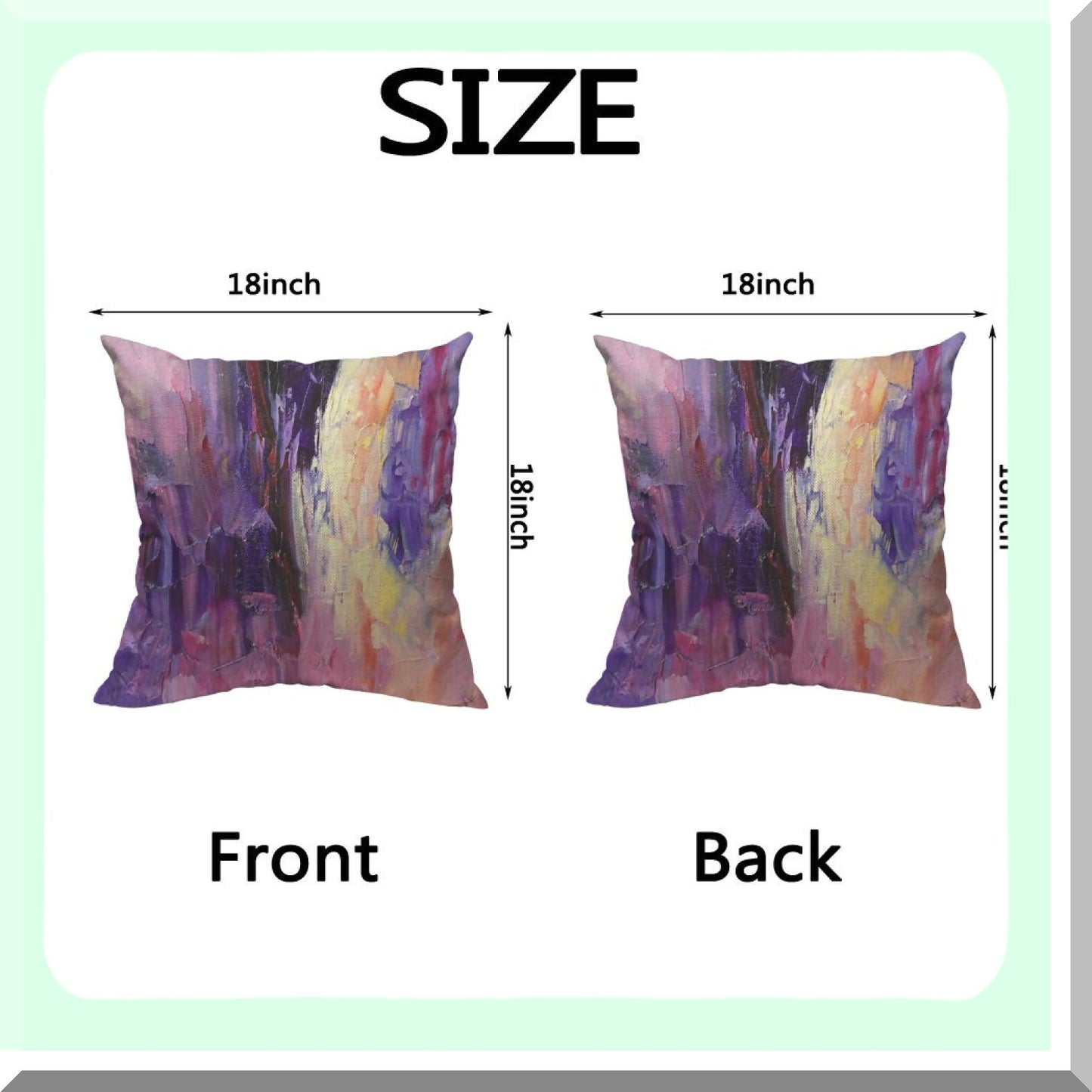 Violet Texture Painting Knife Throw Pillow - Colorful Cotton Linen Cushion Cover for Home Sofa Decor - Purple Yellow 20x20 Inch