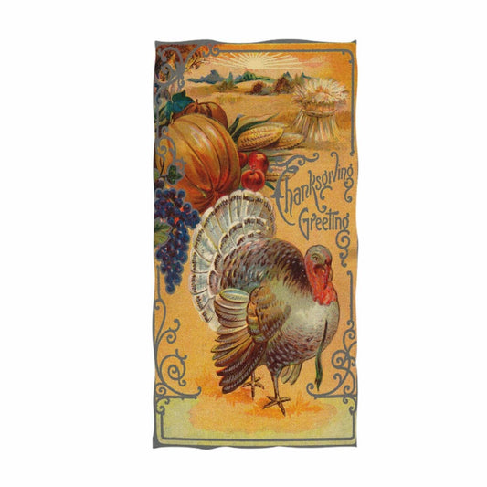 Harvest Turkey Print Vintage Large Hand Towels 16" x 30"
