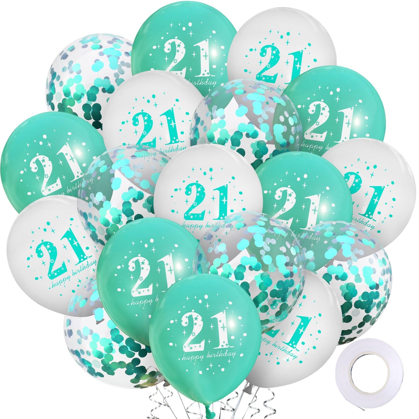 18Pcs Blue White 21st Birthday Balloons Decorations