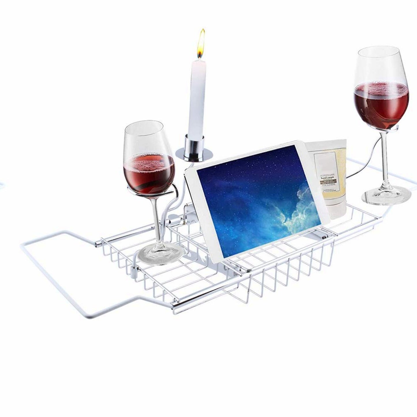 Adjustable Silver Bathtub Caddy Tray 24-33in