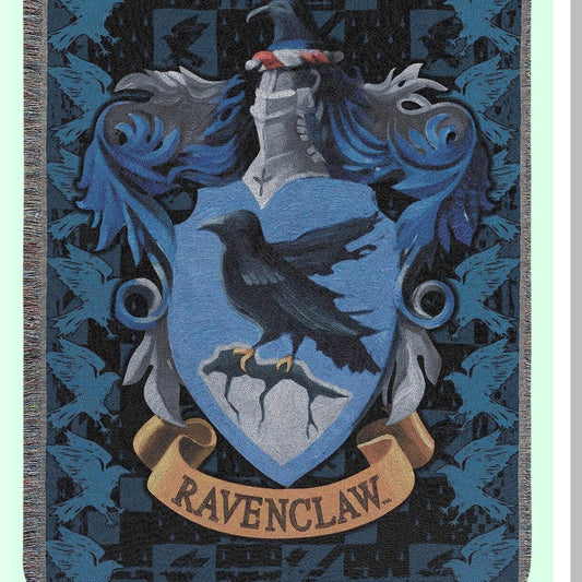 Ravenclaw Crest Woven Tapestry Throw Blanket - 48x60 Inch Cozy Hogwarts Decor