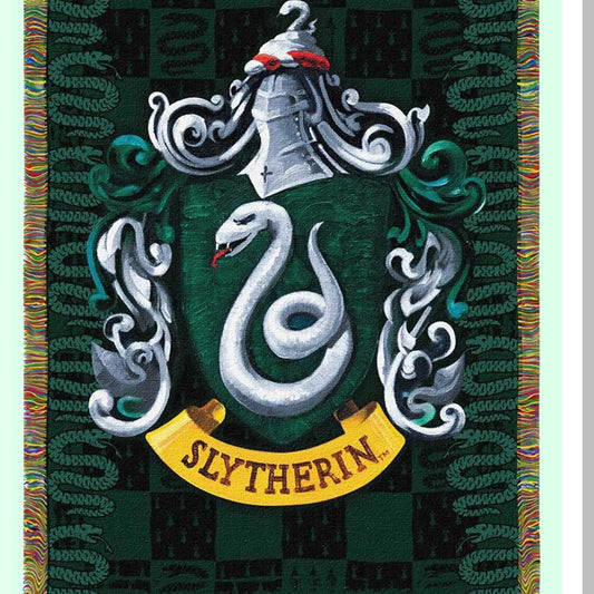 Slytherin Shield Woven Tapestry Throw Blanket - 48x60 Inch Cozy Hogwarts Decor