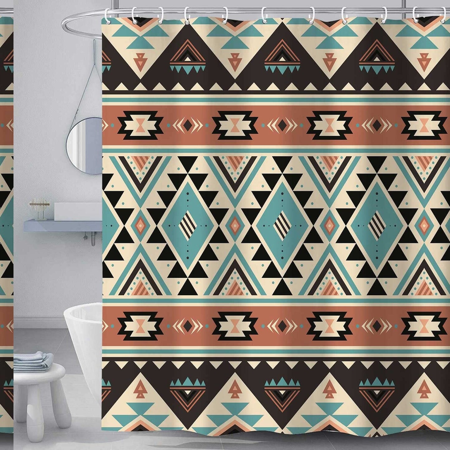 Southwestern Tribal Aztec Shower Curtain 72x72 inches