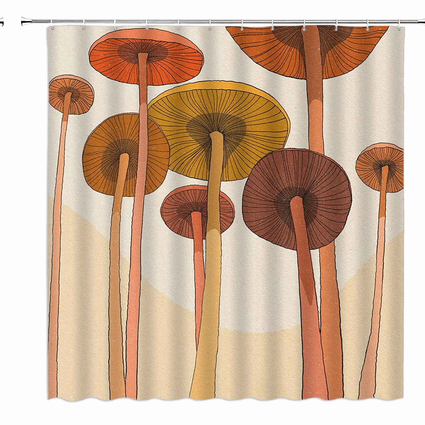 Vintage Mushroom Shower Curtain 70x70 Inches
