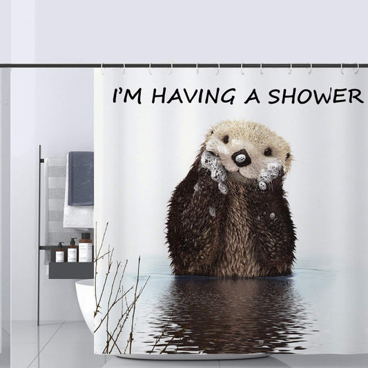 Animal Theme Shower Curtain, Cute Otter Design