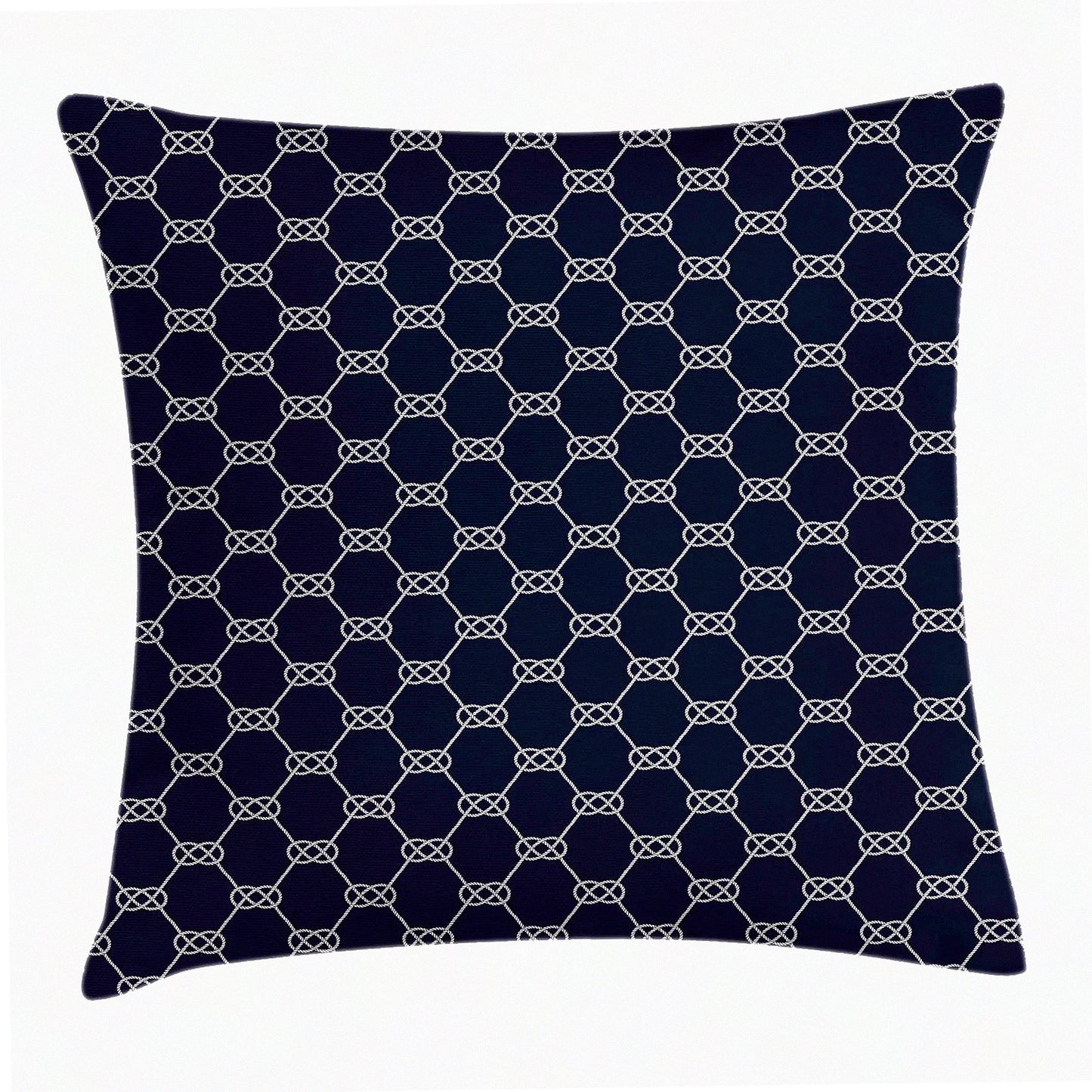 Nautical Knot Navy Blue Cushion Cover - Decorative Throw Pillow Case with Sailor Pattern Illustration, Abstract Design - 16" X 16" Square Accent in Blue Cream