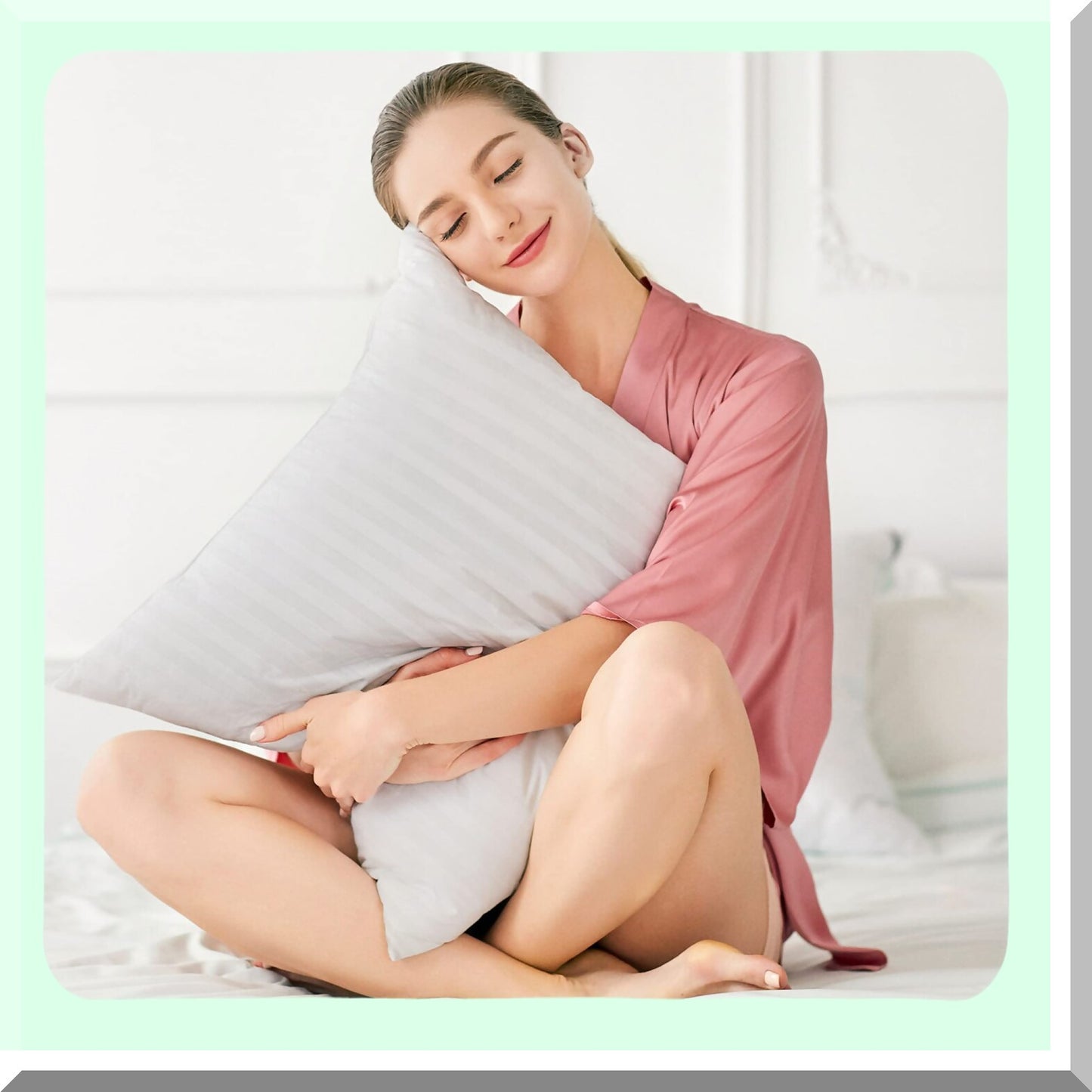 FluffCozy Square Pillow Inserts - Firm & Fluffy Decorative Cushions for Couch, Bed & Sofa - Soft Cotton Cover White Cushion - Down Alternative - Pack of 2