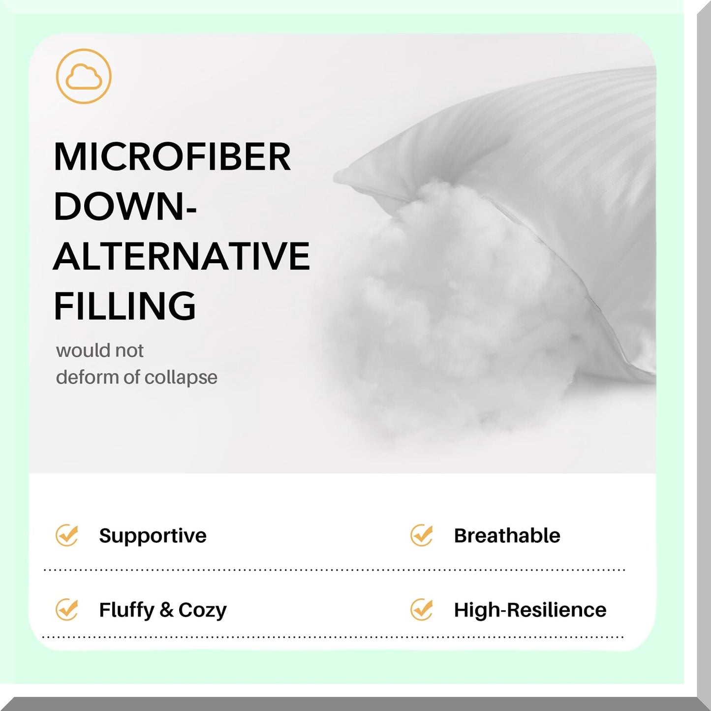 FluffCozy Square Pillow Inserts - Firm & Fluffy Decorative Cushions for Couch, Bed & Sofa - Soft Cotton Cover White Cushion - Down Alternative - Pack of 2