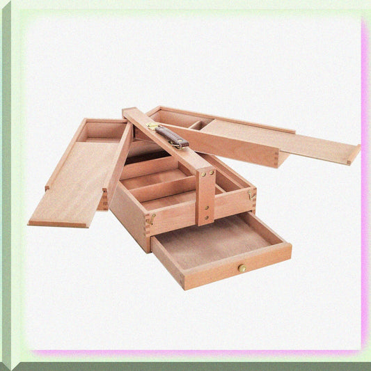 Large Wooden Artist Tool Box with Compartments