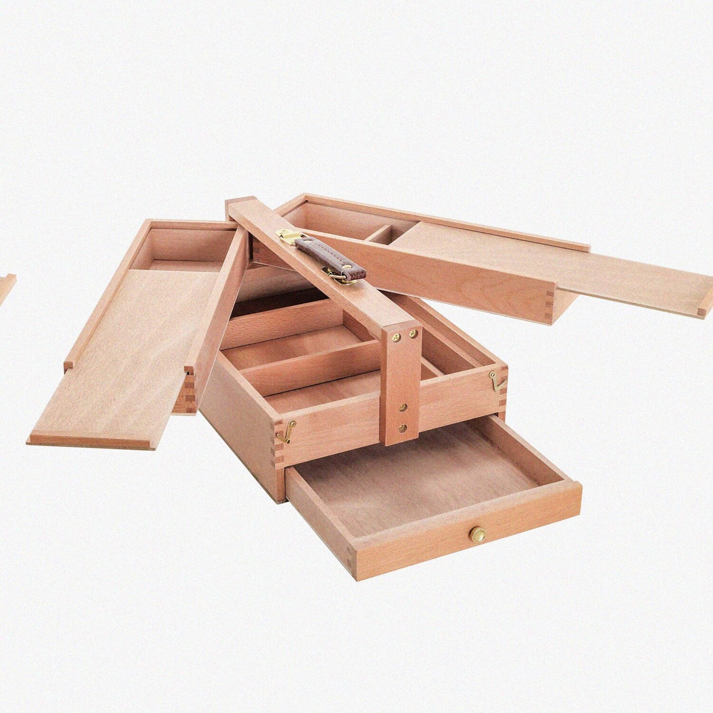 Large Wooden Artist Tool Box with Compartments