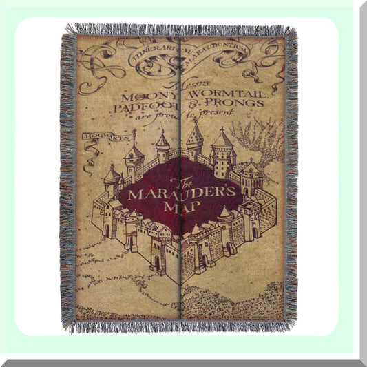 Mystic Marauders Woven Tapestry Throw Blanket - 48x60 Inch Magical Map Design