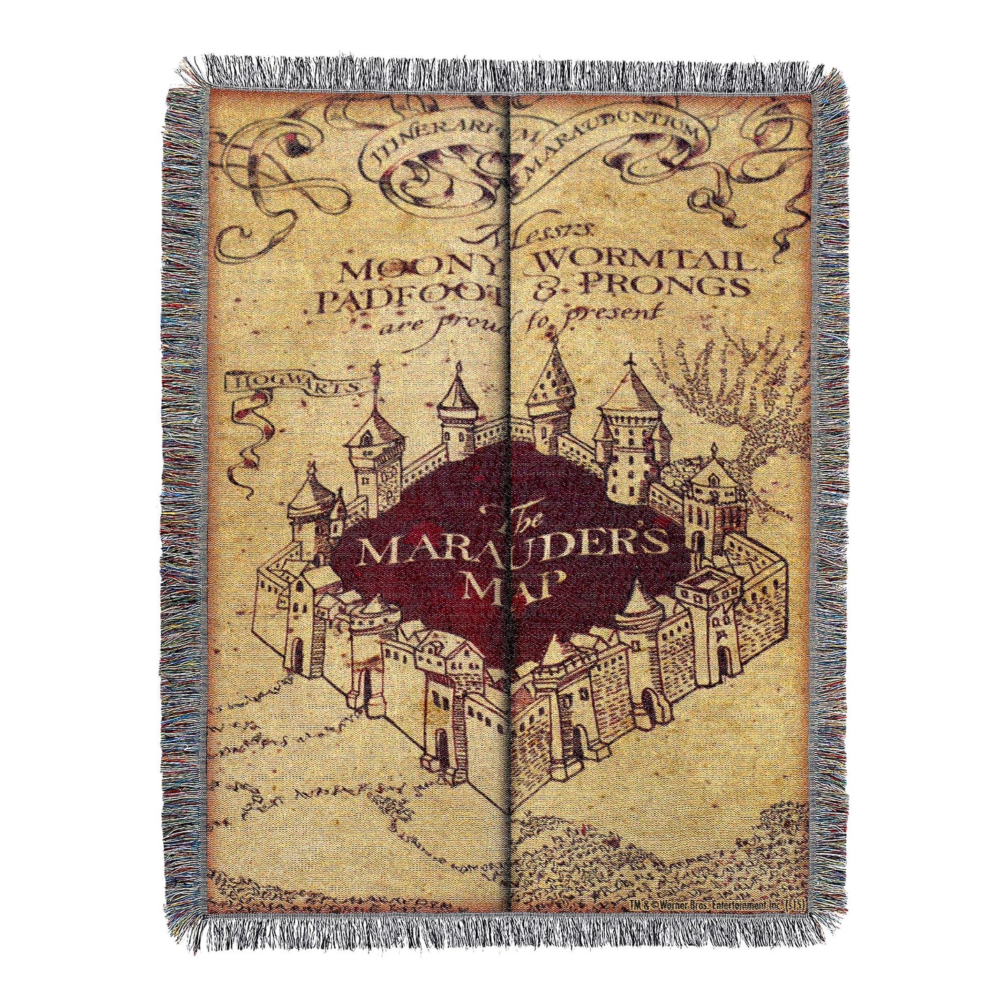 Mystic Marauders Woven Tapestry Throw Blanket - 48x60 Inch Magical Map Design