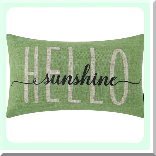 Sunshine Summer Linen Rectangular Cushion Cover - Green 12x20 Sofa Couch Decoration - PL899TR - Hello Throw Pillow Case