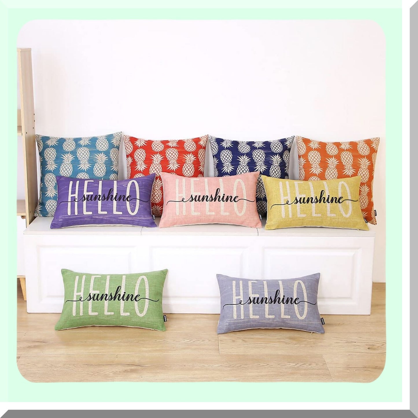 Sunshine Summer Linen Rectangular Cushion Cover - Green 12x20 Sofa Couch Decoration - PL899TR - Hello Throw Pillow Case