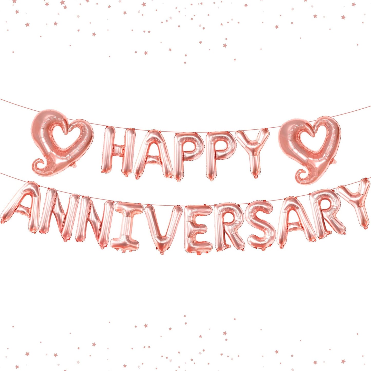 Rose Gold Anniversary Bliss Set - 18" Balloons, Heart Balloon, Banner & Backdrop for Stunning Anniversary Decorations!