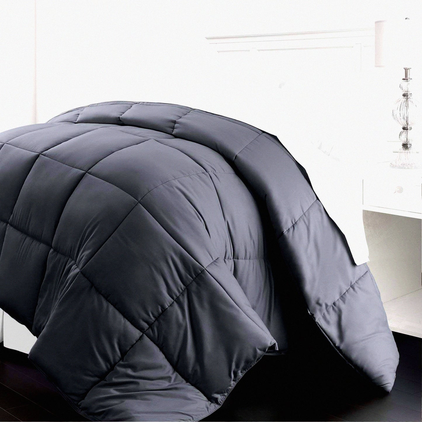 Luxury Gray Goose Down Alternative Comforter - All Season Lightweight Full/Queen Size - Premium Quality Linens for Ultimate Comfort and Style