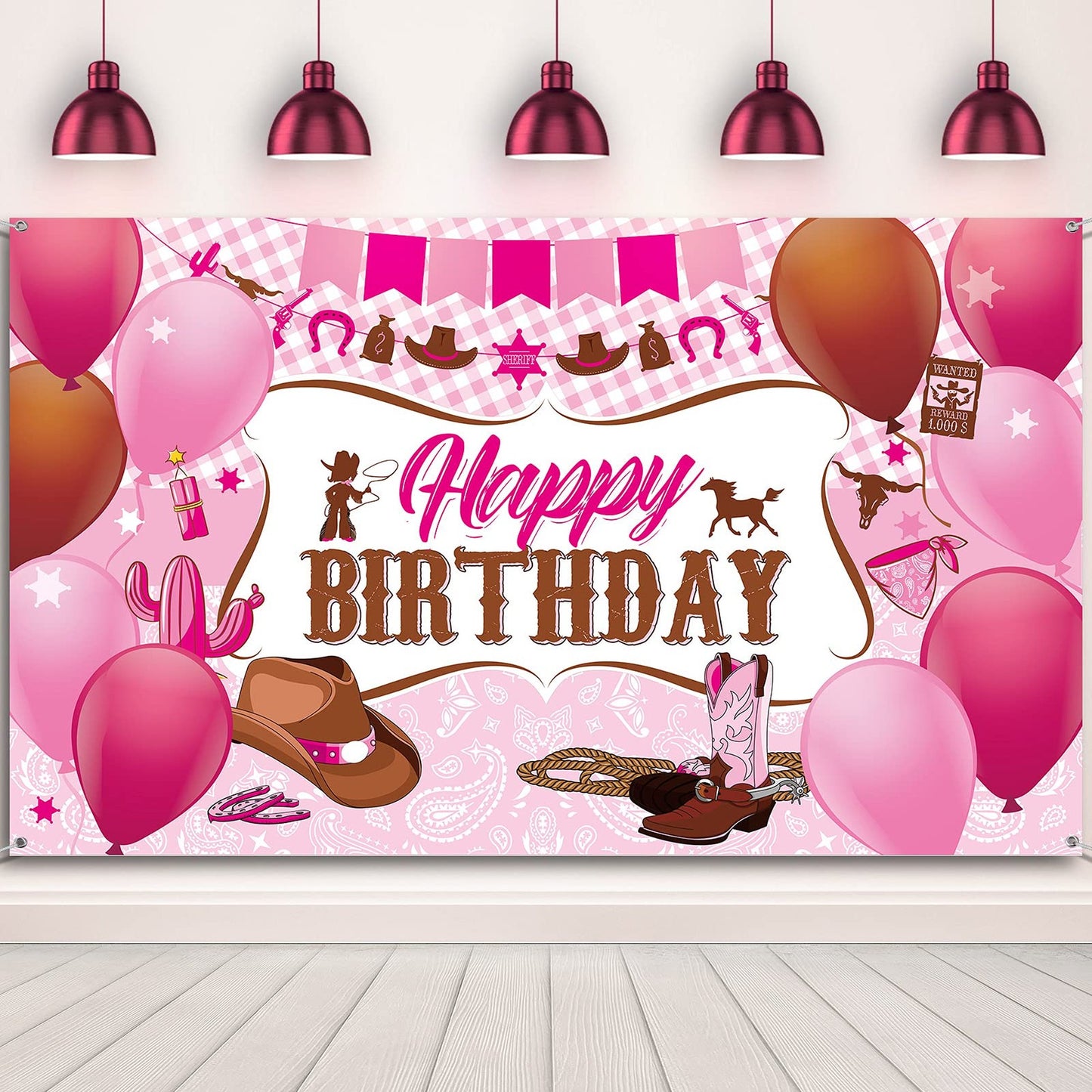 Western Cowgirl Birthday Decorations and Photo Backdrop