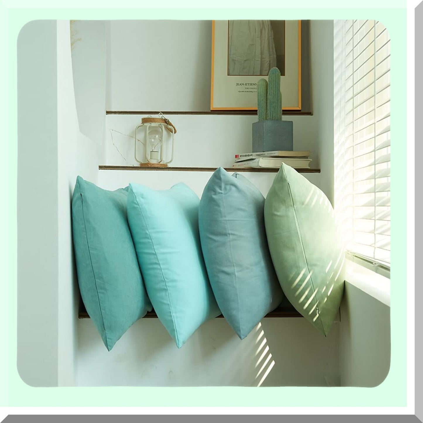 Blue Bliss 18x18in Set of 4 Decorative Pillow Covers - Modern Solid Color Soft Square Throw Pillow Cover for Home Decor - Sofa, Bedroom, Car