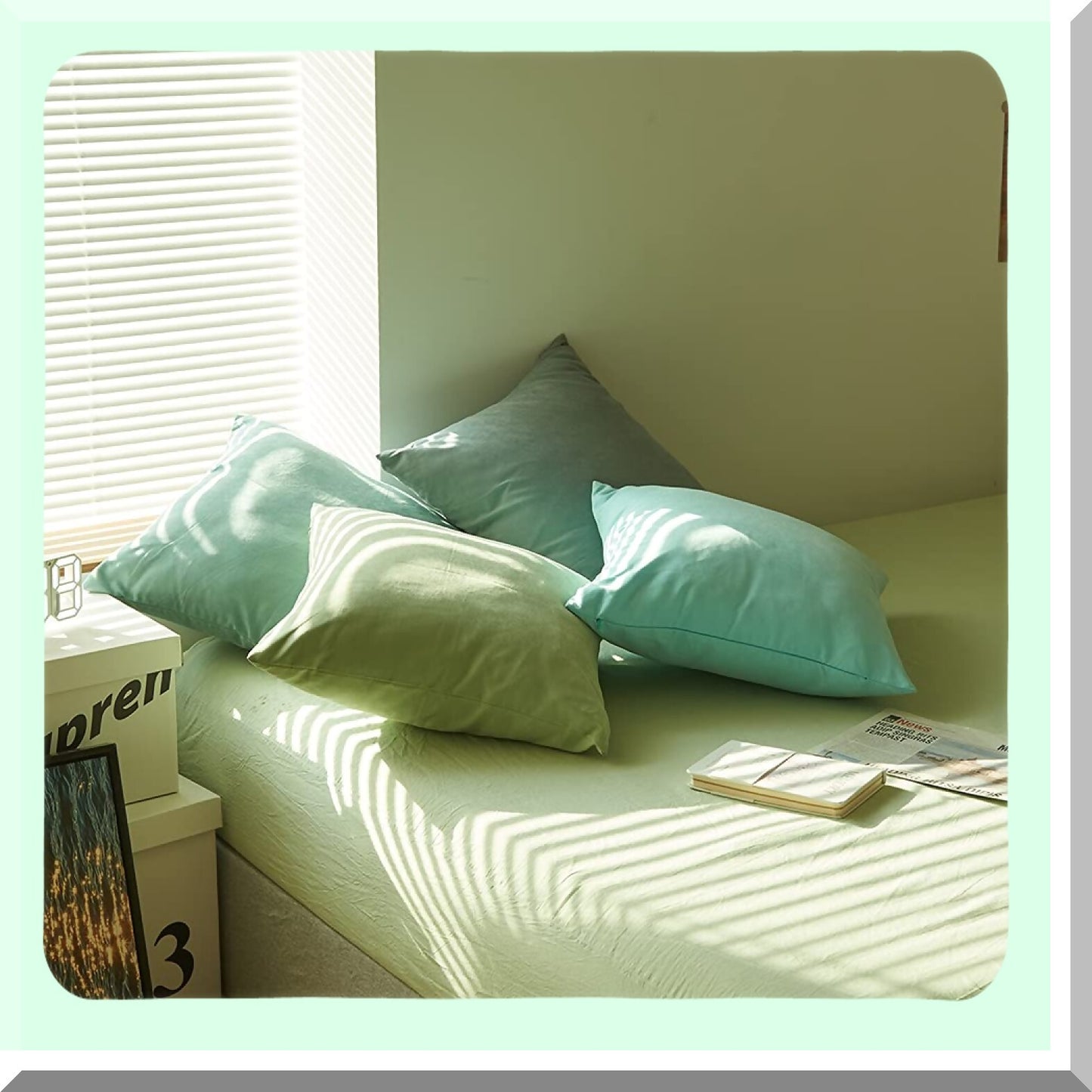 Blue Bliss 18x18in Set of 4 Decorative Pillow Covers - Modern Solid Color Soft Square Throw Pillow Cover for Home Decor - Sofa, Bedroom, Car