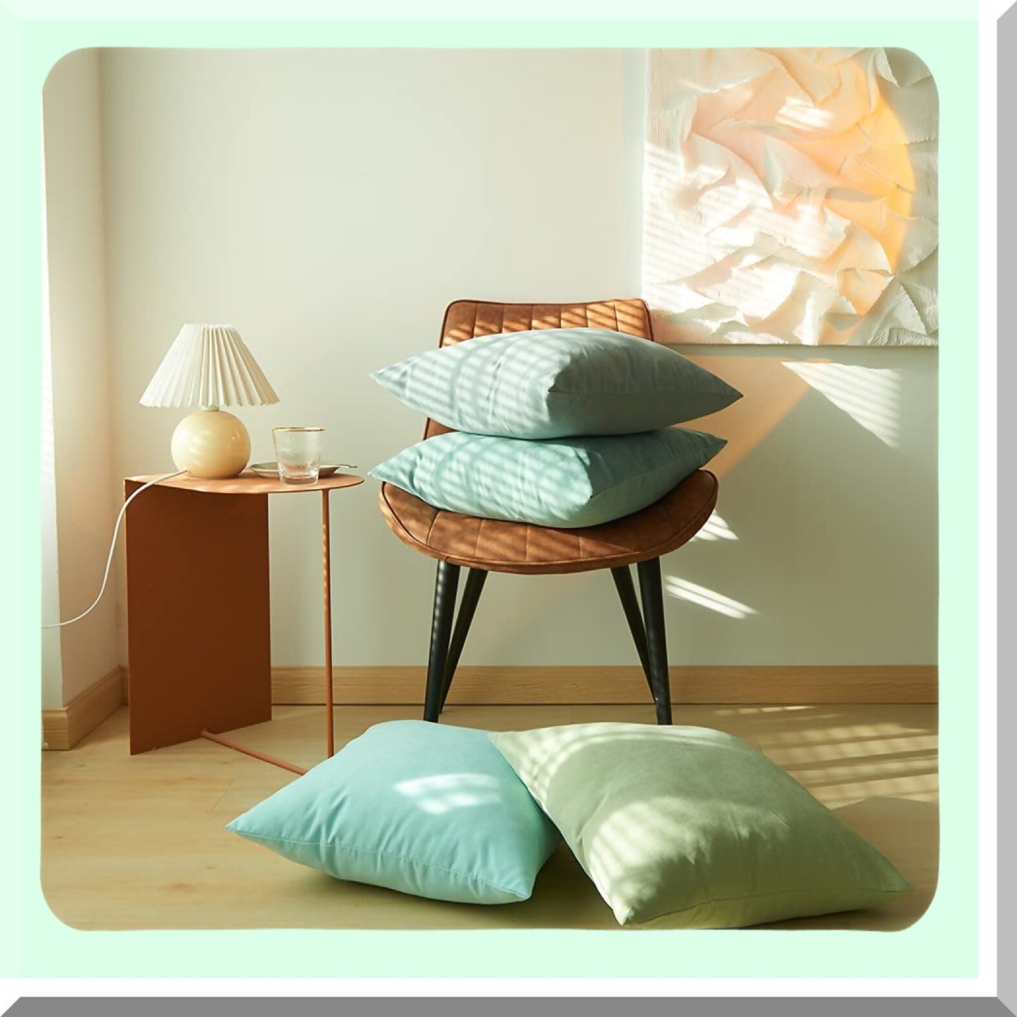 Blue Bliss 18x18in Set of 4 Decorative Pillow Covers - Modern Solid Color Soft Square Throw Pillow Cover for Home Decor - Sofa, Bedroom, Car