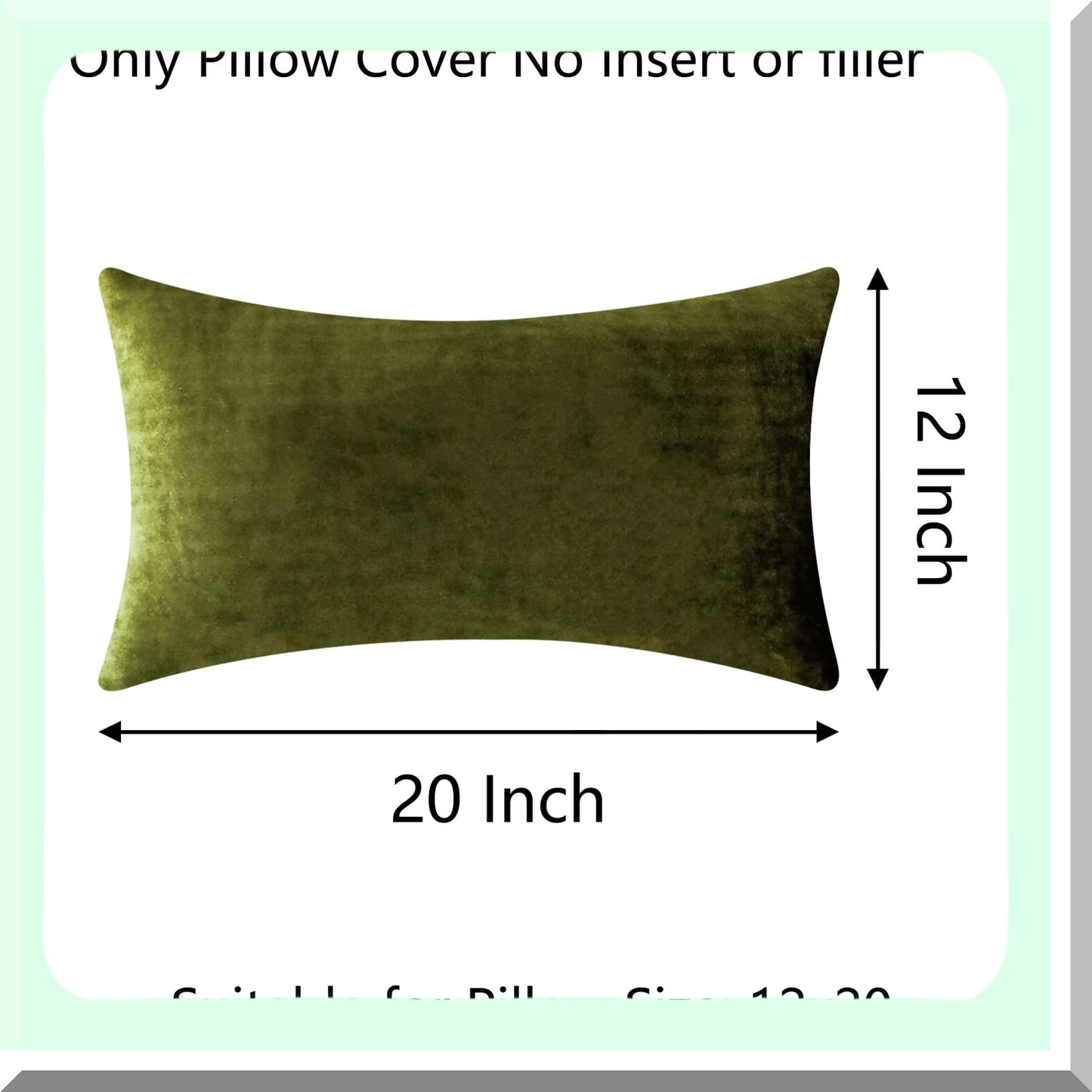 Green Velvet Spring Lumbar Pillow Covers - Set of 2 | Decorative Rectangle Throw Pillows for Couch & Bedroom | 12x20 Inch Accent Pillowcases for Sofa & Chair Décor