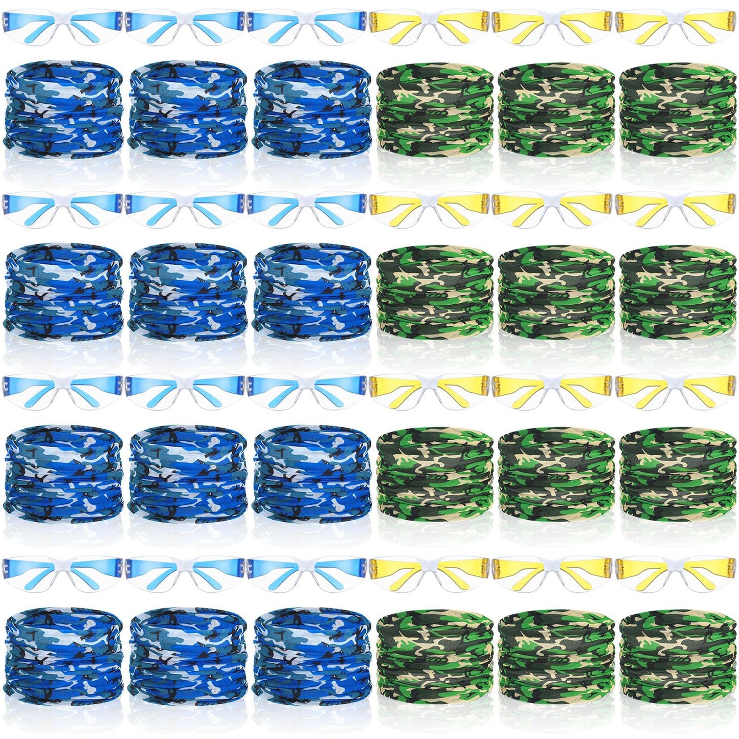 Party Safety Gles - 48 Pcs Nerf Gun Accessories Set for Boys & Girls Birthday Party Favors. Includes Face Safety Gles in Blue & Yellow.