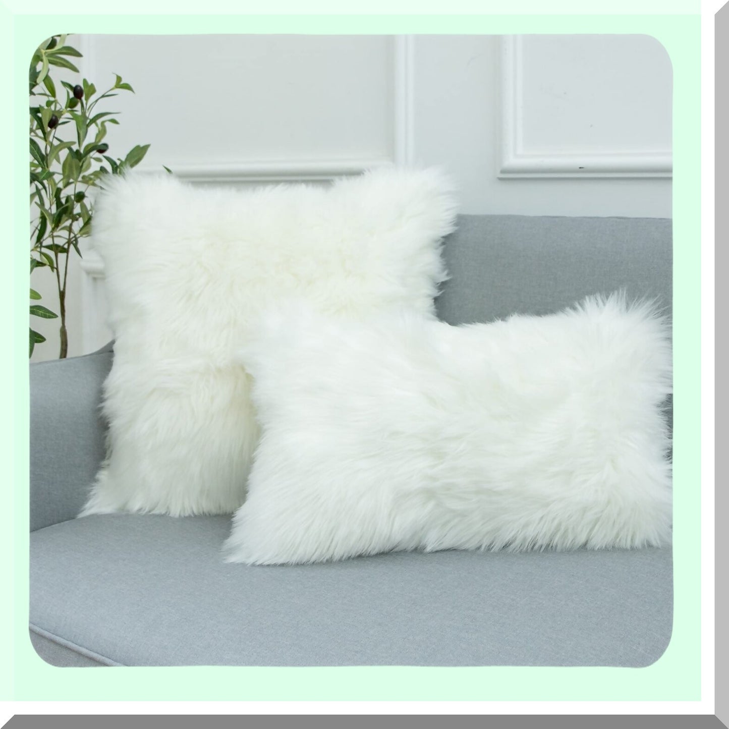 Luxury Plush Lumbar Pillow Cover - Soft Rectangle Cushion Case for Couch Sofa Bed - Decorative White Throw Pillow - 12" x 20"
