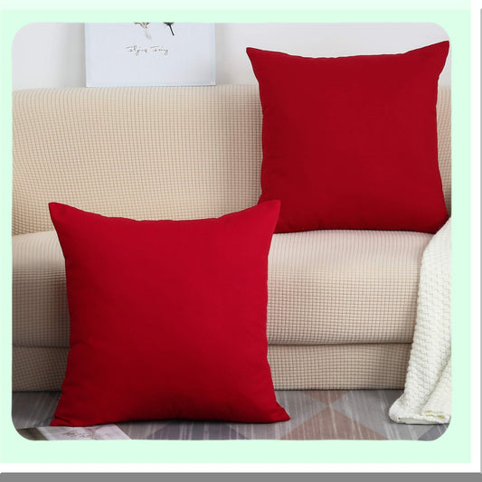 Cotton Canvas Colorful Throw Pillow Covers - 20x20 Red - Set of 2 - Decorative Cushion Covers - 100% Cotton - 45 Colors Available