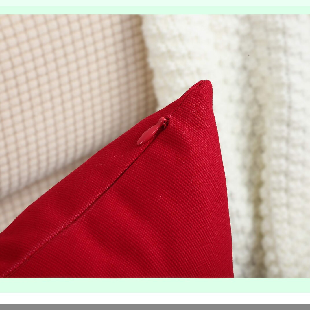 Cotton Canvas Colorful Throw Pillow Covers - 20x20 Red - Set of 2 - Decorative Cushion Covers - 100% Cotton - 45 Colors Available