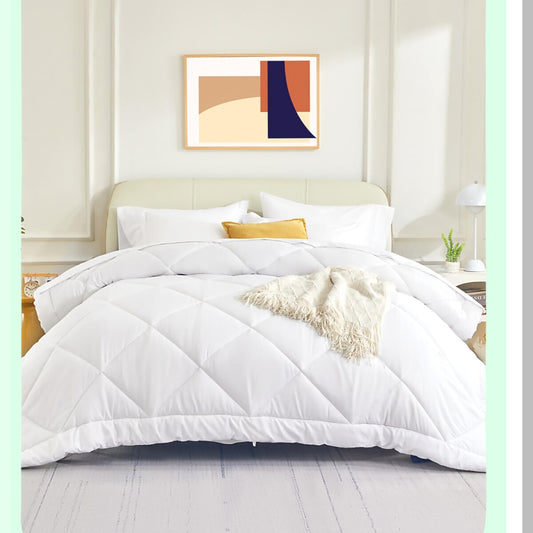 DiamondCool Reversible Comforter - All Season Size Cooling Bedding with Soft Breathable Down Alternative Fill. White, Diamond Quilting for Maximum Comfort.