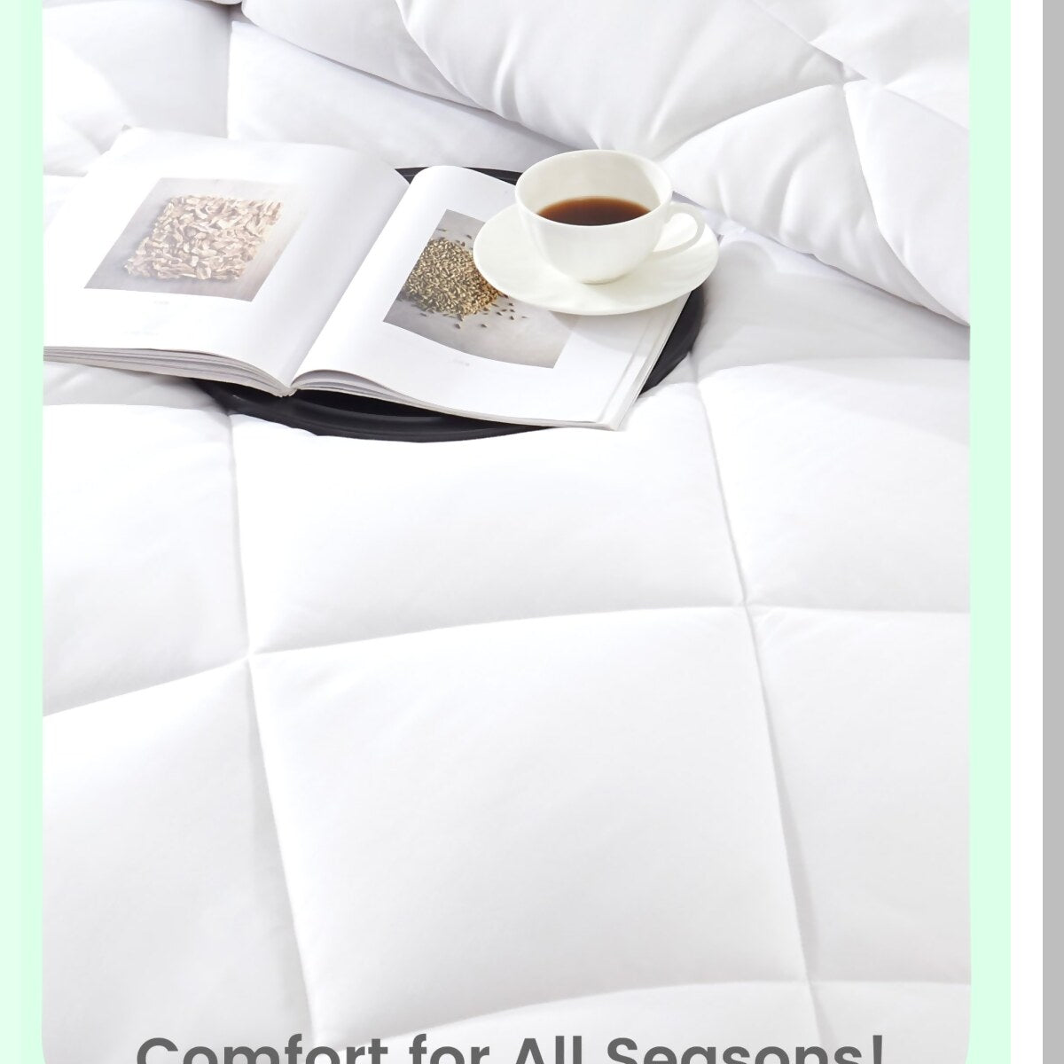 DiamondCool Reversible Comforter - All Season Size Cooling Bedding with Soft Breathable Down Alternative Fill. White, Diamond Quilting for Maximum Comfort.