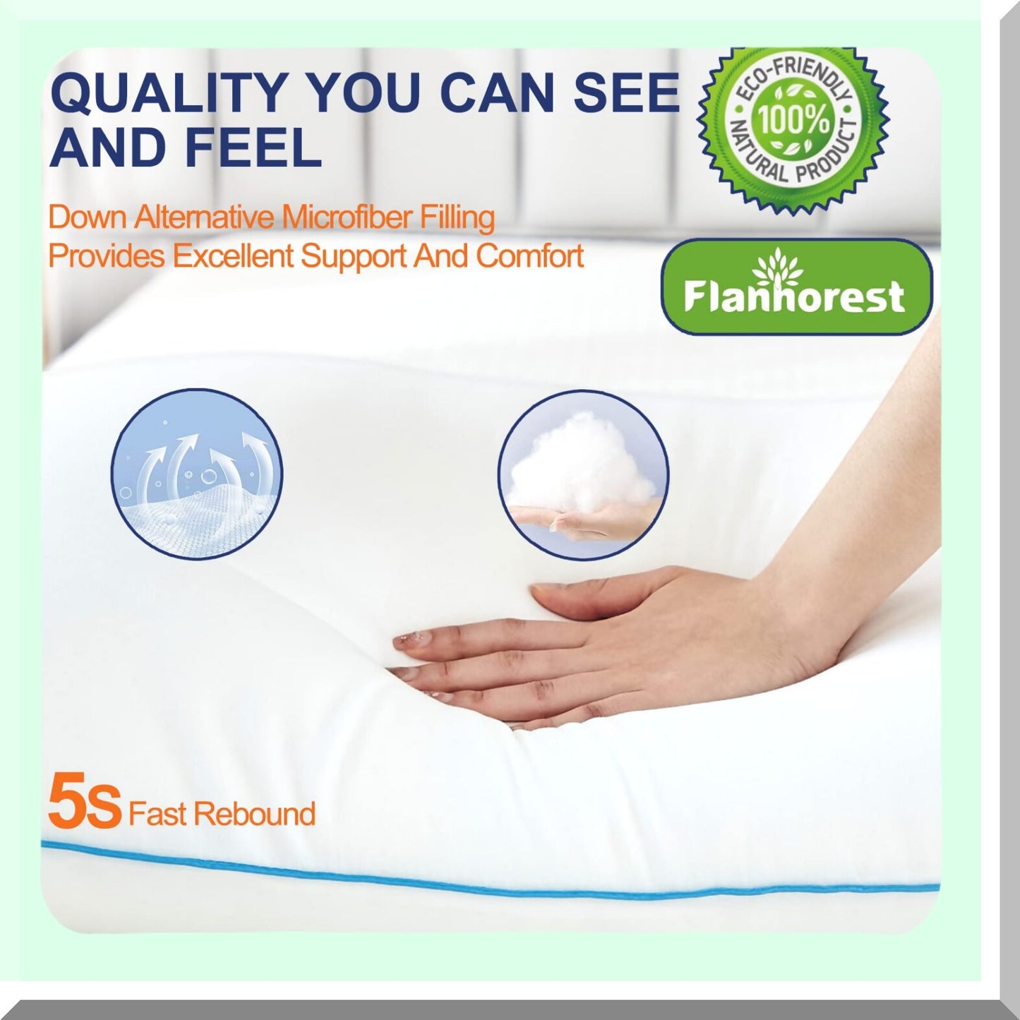 CoolDream PlushSleep Pillows - Set of 2 Luxury Hotel Quality Cooling Bed Pillows for Side, Back, or Stomach Sleepers - Premium Down Alternative Fill - Size Pack of 2