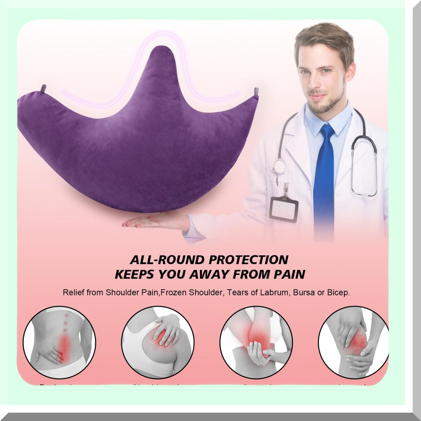 ComfortEase Shoulder Support Pillow - Orthopedic Rotator Cuff Pillow for Pain Relief, Post-Surgery Recovery, Ergonomic Design for Sleeping & Sitting, Soft Side Sleeper Pillow for Neck & Shoulder Support