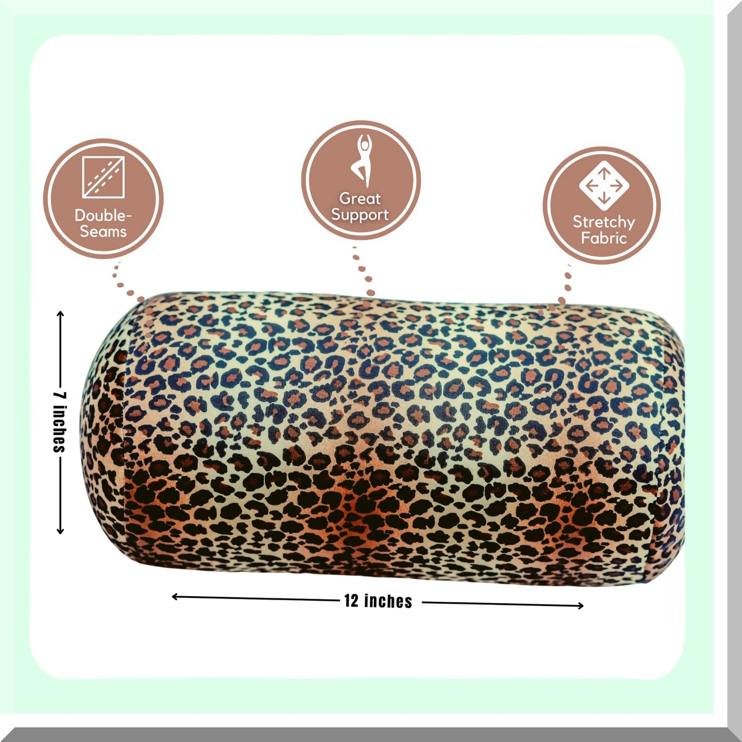 Luxury Leopard Microbead Bolster Pillow - 7x12 Inches Squishy & Flexible Roll Cushion for Extreme Comfort & Support - Stylish & Plush Design