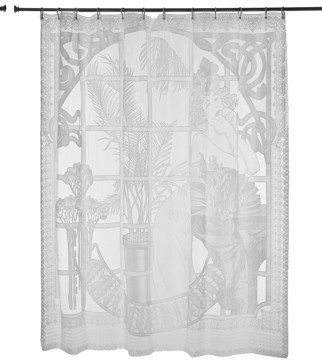 Clear Vinyl Lace Floral Shower Curtain 72x72 Inches