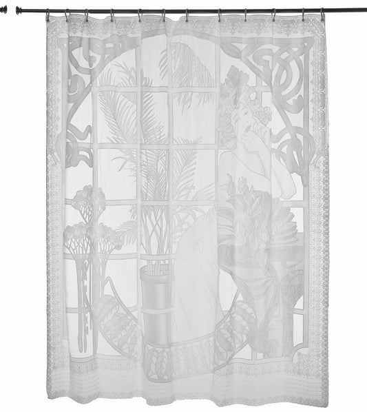 Clear Vinyl Lace Floral Shower Curtain 72x72 Inches