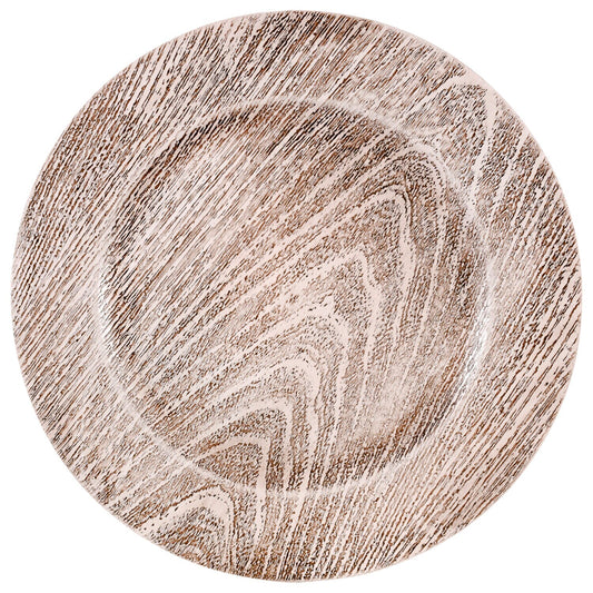 Gray Faux Wood Plastic Charger Plates, 13 in. (Pack of 12)
