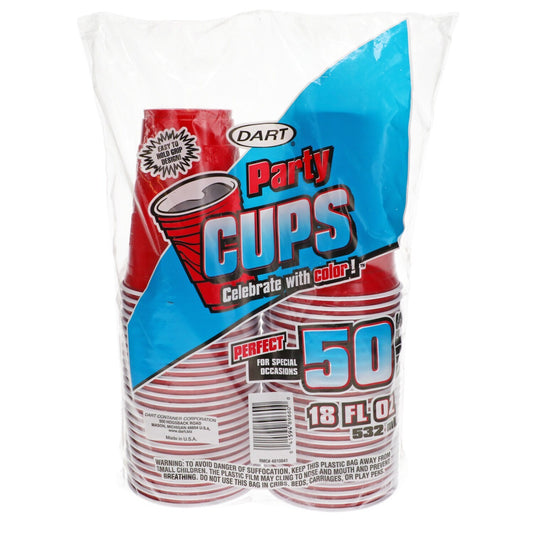 Dart Red Plastic Party Cups, 18 oz. (Pack of 12)