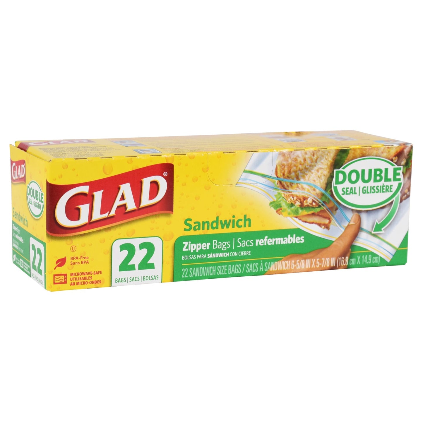 Glad Sandwich Zipper Bags, 22-ct. Boxes (Pack of 12)