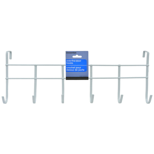 Essentials 6-Hook White Over-the-Door Metal Racks (Pack of 24)
