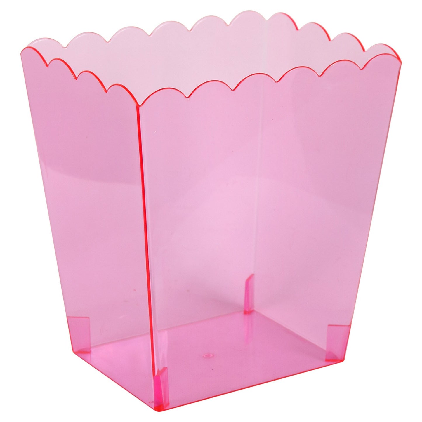 Light Pink Scalloped Plastic Buckets, 5.625x4.5x6-in. (Pack of 24)
