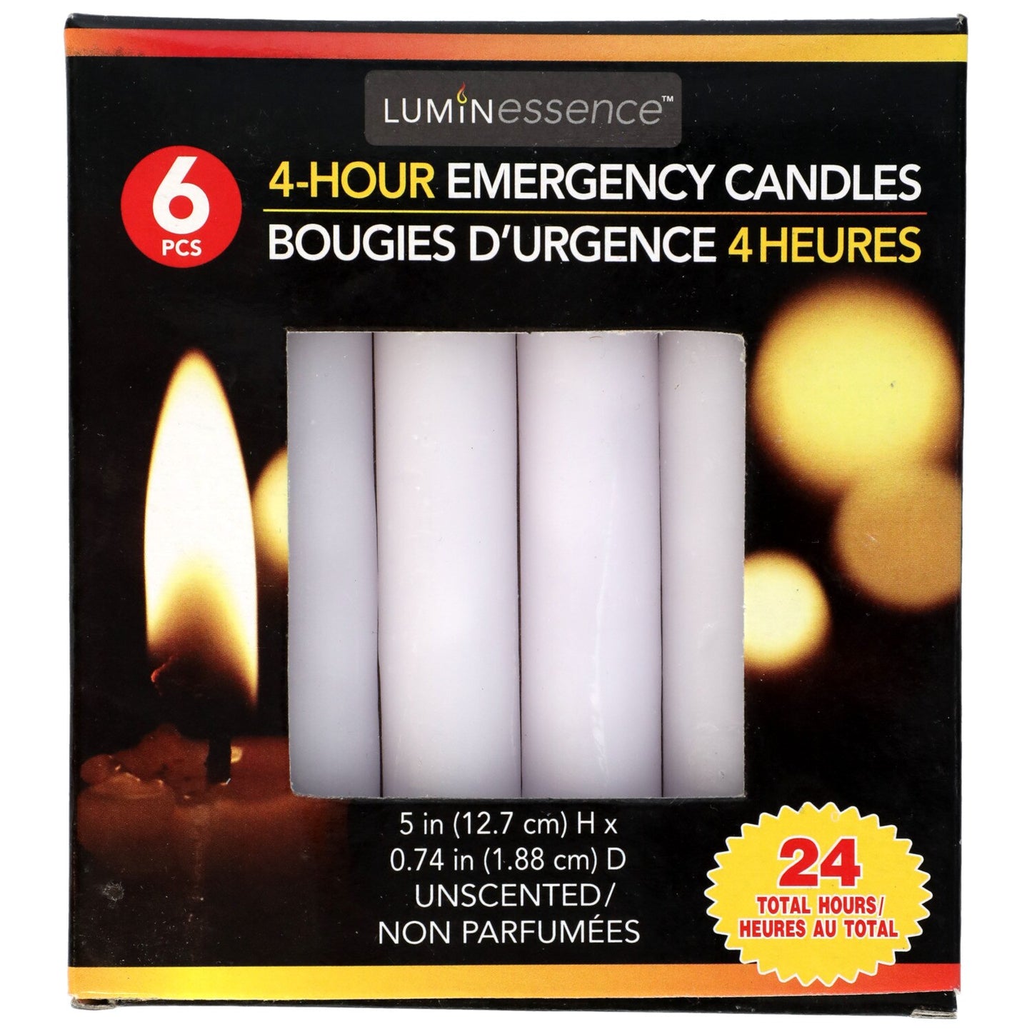 Luminessence Unscented White Emergency Candles, 6-ct. Packs (Pack of 4)