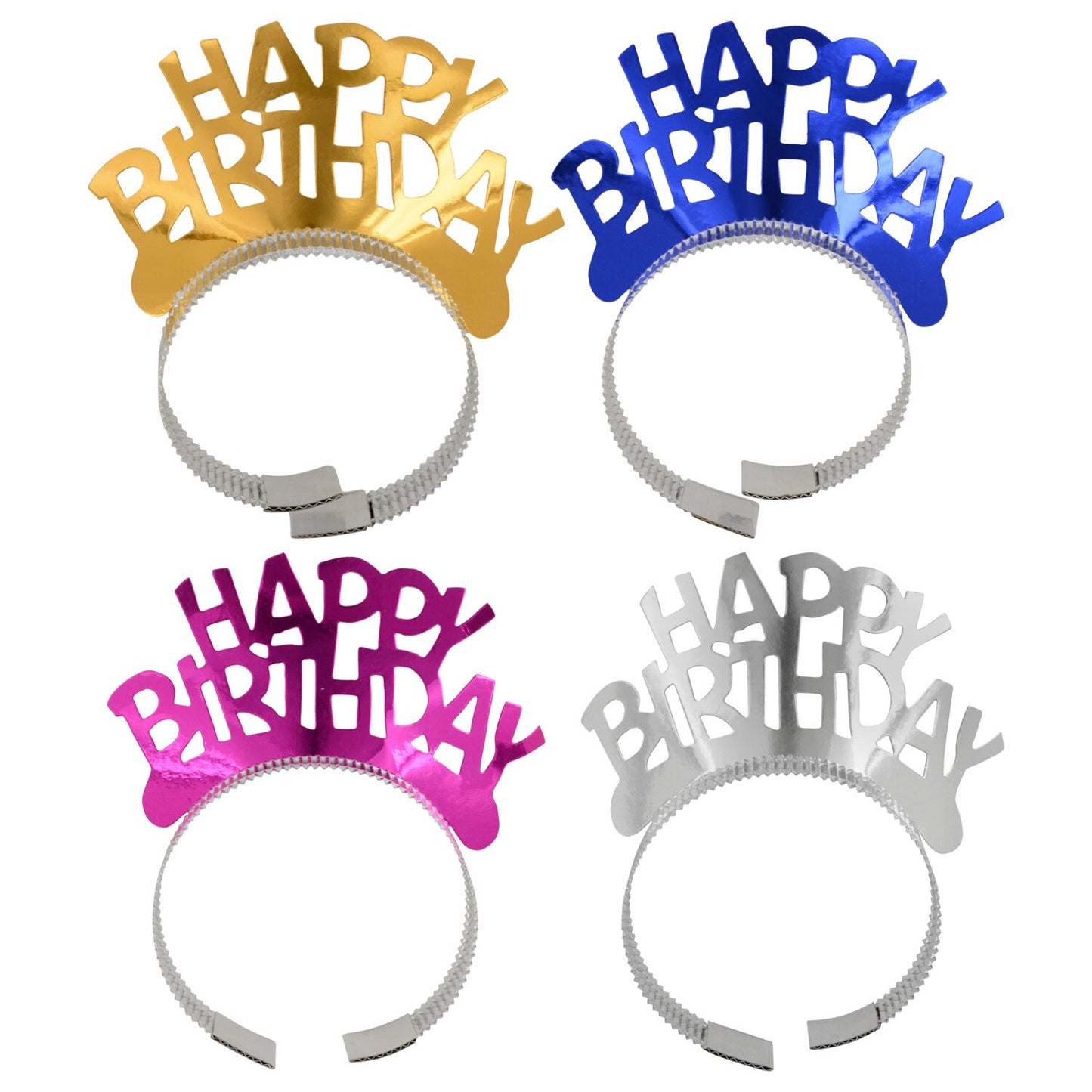 Happy Birthday Metallic Party Tiaras, 4-ct. Packs (Pack of 36)