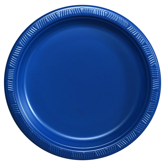 Blue 9-in. Plastic Dinner Plates, 8-ct. Packs (Pack of 24)