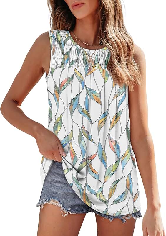 Women's Summer Pleated Sleeveless Tank Top