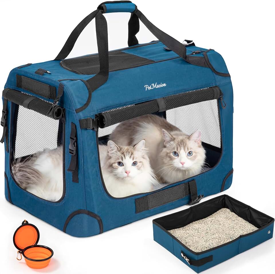 Large Cat Carrier for Two Cats, Soft Travel Bag