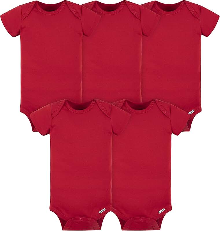 Set of five baby girl solid bodysuits