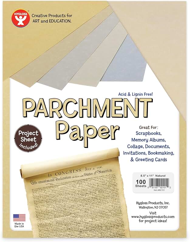 Craft Parchment Paper Sheets, 8.5 x 11 Inches, 100 Pack